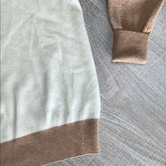 Demylee Jet Ivory Navy Tan Colorblock Sweater Wool Turtleneck Women's Size Small - Picture 4 of 8